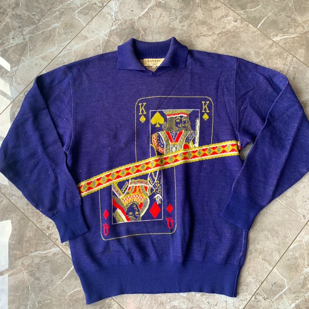 Extremely rare vintage Lanvin card/poker polo sweater.